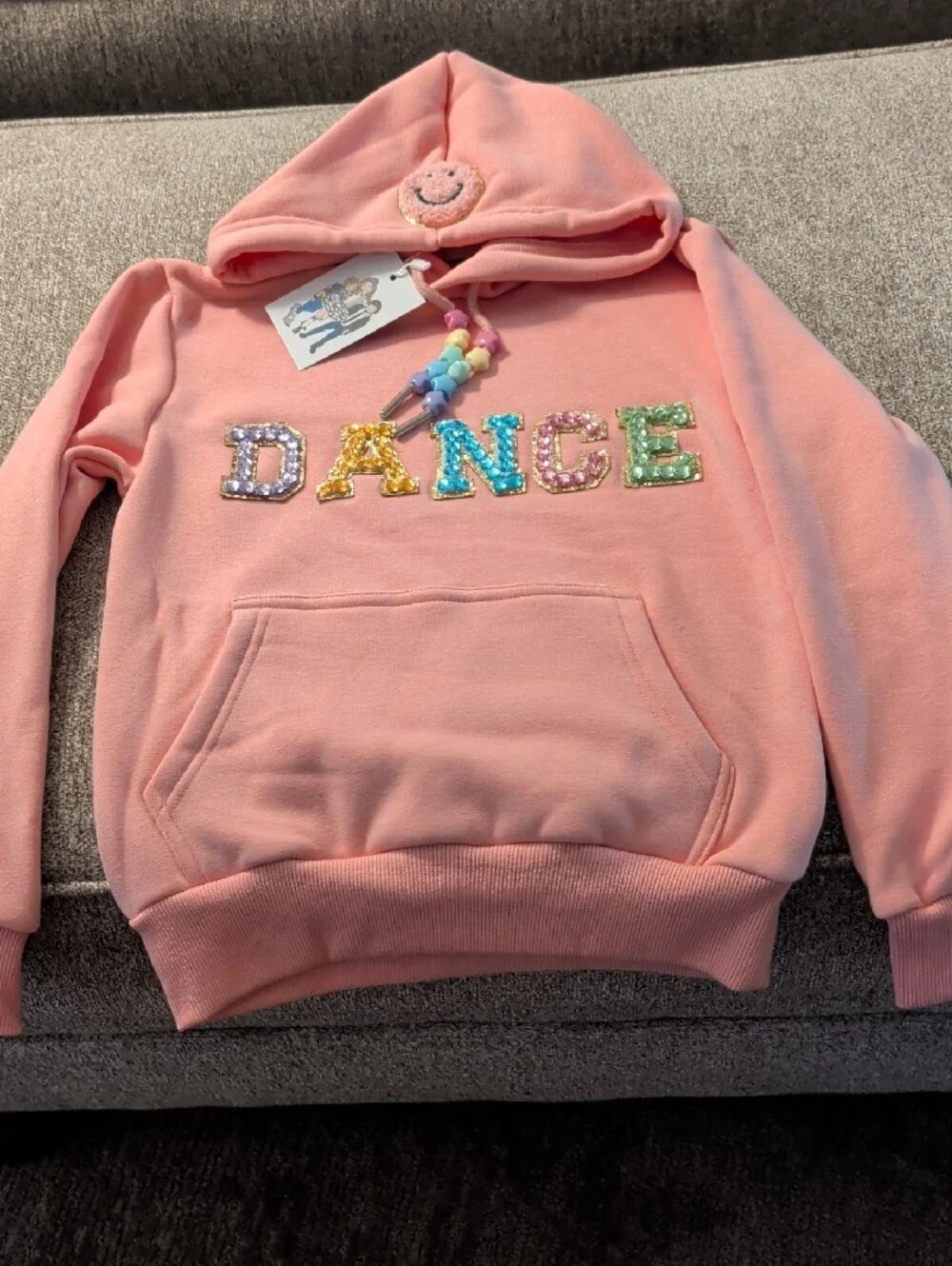 Adorable Lola & the Boys Gem & Bead Dance Hoodie with Smiley Face - Too Cute!